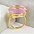 Anel Pedra Redonda Grande Cristal Rosa Banhado a Ouro - Imagem 4