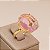 Anel Pedra Redonda Grande Cristal Rosa Banhado a Ouro - Imagem 4