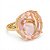 Anel Pedra Redonda Grande Cristal Rosa Banhado a Ouro - Imagem 1