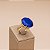 Anel Pedra Redonda Grande Cristal Azul Bic Banhado a Ouro - Imagem 4