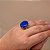Anel Pedra Redonda Grande Cristal Azul Bic Banhado a Ouro - Imagem 2
