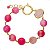 Pulseira de Bola Pink e Cristal Rosa  Banhado a Ouro 18k - Imagem 1