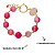 Pulseira de Bola Pink e Cristal Rosa  Banhado a Ouro 18k - Imagem 2