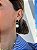 Brinco Trevo Preto Onix com Cacho Pedras Pretas e Perola Shell  Banhado a Ouro - Imagem 2