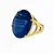 Anel Pedra Oval Grande Cristal Azul Riscado Safira Banhado a Ouro - Imagem 1