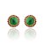 Brinco Semijoia Redondo De Ágata Verde E Rubis Cravejados, Banhado Em Ouro 18k - Imagem 1