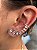 Earcuff Brinco Com Gotas brancas Zirconia Folheado Em Ouro - Imagem 12