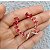 Brinco Earcuff Gotas Vermelho Rubi Folheado Em Ouro Par - Imagem 2