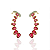 Brinco Earcuff Gotas Vermelho Rubi Folheado Em Ouro Par - Imagem 1