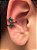 Piercing Fake Orelha Verde Cartilagem Banho Ródio Negro Par - Imagem 1