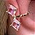 Piercing Fake Orelha Conch Cartilagem Rosa Folheado Ouro Par - Imagem 6