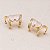 Brinco Piercing Fake Orelha Rosa Cravejado Folheado Ouro - Imagem 3