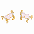 Brinco Piercing Fake Orelha Rosa Cravejado Folheado Ouro - Imagem 1