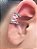 Brinco Piercing Fake Orelha Rosa Cravejado Folheado Ouro - Imagem 2