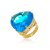 Anel de Coração Pedra Grande Azul Celeste Folheado a Ouro - Imagem 1