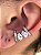 Brinco Piercing Fake Orelha Gota Folheado Rodio Branco Par - Imagem 1