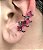 Brinco Piercing Fake Orelha Vermelho Cartilagem Ródio Negro - Imagem 2
