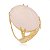 Anel Pedra Oval Cristal Rosa Maxi Grande Folheado a Ouro - Imagem 1