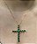 Colar Crucifixo Pedra Cravejado Verde Esmeralda Banho Ouro - Imagem 4