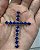 Colar Crucifixo Pedra Cravejado Azul Safira Banho Ouro - Imagem 3