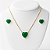 Conjunto Colar E Brinco Coração Verde Esmeralda Folheado - Imagem 2