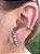 Conjunto Brinco Ear Hook E Piercing Fake de Bolinha Dourada - Imagem 1