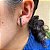Brinco Ear Hook Zirconias Negras Banhado A Ouro Par Moderno - Imagem 5