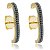 Brinco Ear Hook Zirconias Negras Banhado A Ouro Par Moderno - Imagem 1