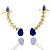 Brinco Ear Cuff Zirconias Azul em Gota Folheado Em Ouro Par - Imagem 1