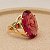 Anel Pedra Oval Grande Cristal Rubelita Banhado a Ouro 18k - Imagem 4