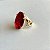 Anel Pedra Oval Grande Cristal Vermelho Rubi Banhado a Ouro - Imagem 2