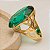 Anel Pedra Oval Grande Verde Esmeralda Banhado a Ouro - Imagem 2