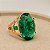 Anel Pedra Oval Grande Verde Esmeralda Banhado a Ouro - Imagem 3