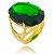 Anel Pedra Oval Grande Verde Esmeralda Banhado a Ouro - Imagem 1