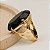 Anel Pedra Oval Grande Preto Onix Banhado a Ouro 18k Luxo - Imagem 4