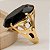 Anel Pedra Oval Grande Preto Onix Banhado a Ouro 18k Luxo - Imagem 5