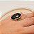 Anel Pedra Oval Grande Preto Onix Banhado a Ouro 18k Luxo - Imagem 6