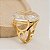 Anel Pedra Oval Grande Cristal Branco Banhado a Ouro 18k - Imagem 4