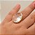 Anel Pedra Oval Grande Cristal Branco Banhado a Ouro 18k - Imagem 6