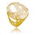 Anel Pedra Oval Grande Cristal Branco Banhado a Ouro 18k - Imagem 1