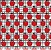 Tecido Tricoline Maçãs Vermelhas com Fundo Branco Xadrez Cinza - Imagem 1