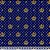Tecido Tricoline Coroa Dourada e Poá Brancos com Fundo Azul Marinho - Imagem 1