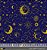 Tecido Tricoline Luas Douradas Fundo Azul Marinho - Imagem 1
