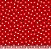 Tecido Tricoline Poá Branco e Preto Tamanho Diferente Fundo Vermelho - Imagem 1