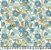 Tecido Tricoline Floral Médio Azul Detalhes em Dourado - Imagem 1