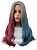 Peruca super luxo três cores cinza rosa e azul para cosplay arlequina sem franja compor personagens it girl modelo lisa - Imagem 1