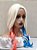 Peruca com 3 cores loira rosa e azul para cosplay personagem Arlequina - Imagem 3