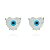 Brinco Olho Grego Formato Coração Pequeno Ródio Branco - Imagem 1