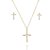 Conjunto colar e brinco cruz cristal folheado em ouro 18k - Imagem 1