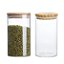 Kit 2 Potes Porta Mantimento Hermético Vidro Borossilicato Redondo Tampa Bambu 1,1 litros
